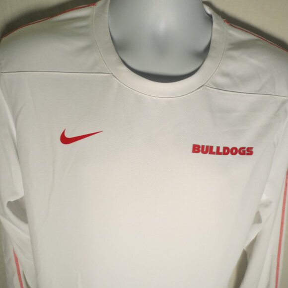 Nike Men's Dri-Fit L/S Georgia Bulldogs FB Shirt - Wht/Red Size: Med FJ9570  New - Picture 2 of 5